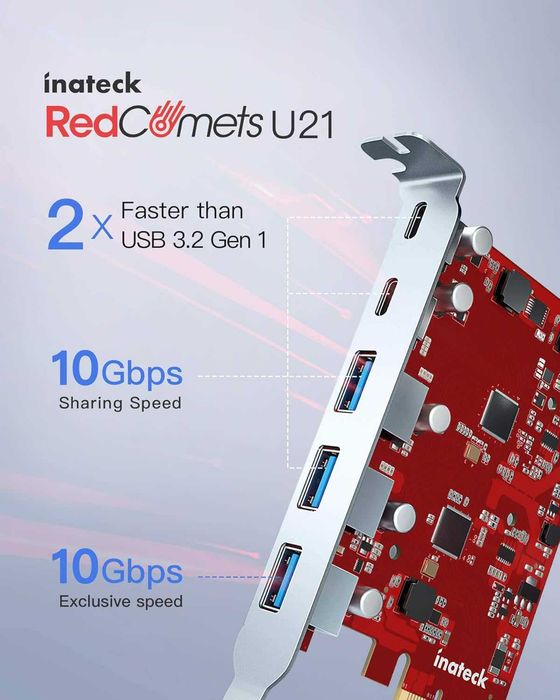 placa usb c 3.2 pciex Inateck RedComets U21