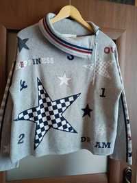 Oui sweter bluza szary gwiazdki vintage boho retro 40 42 44 L XL XXL