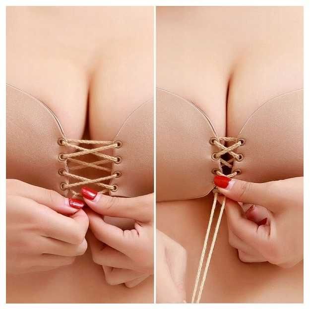 Biustonosz samonośny stanik PUSH UP regulowany beżowy rozmiar C