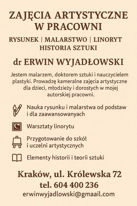 Lekcje rysunku, malarstwa, grafiki.