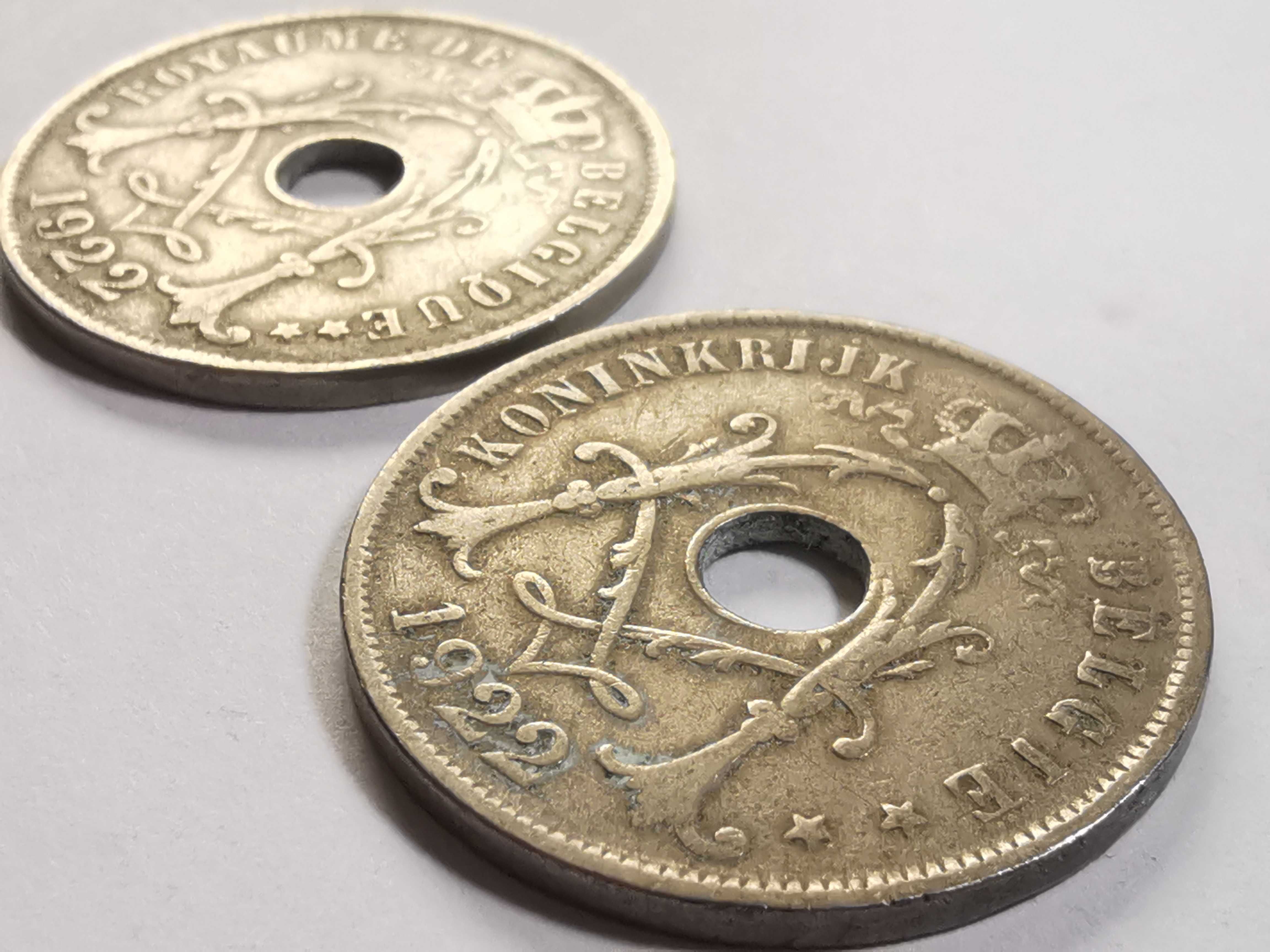 2x 25 centimes 1922r. - Albert I - obie wersje: BELGIQUE i BELGIË