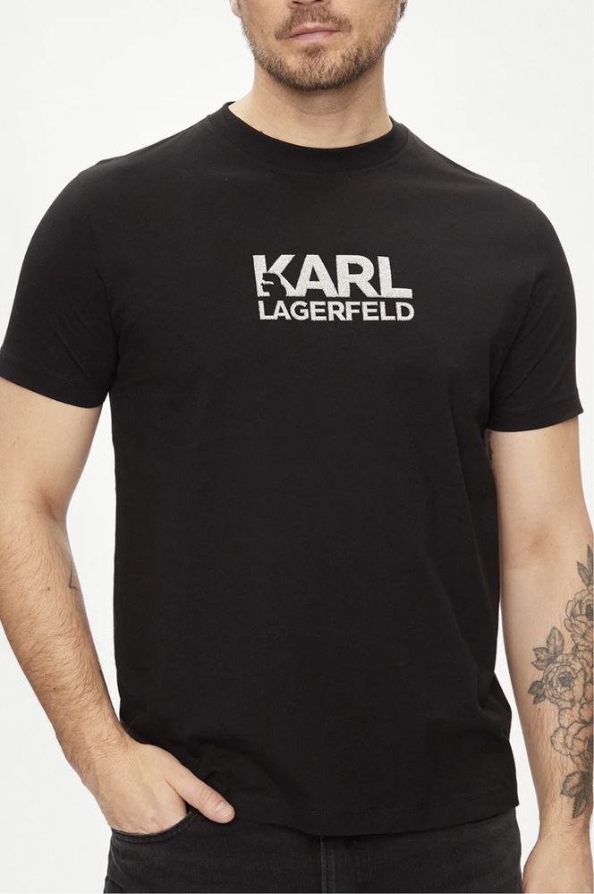 Мужские футболки Karl Lagerfild черная белая карл лагерфельд