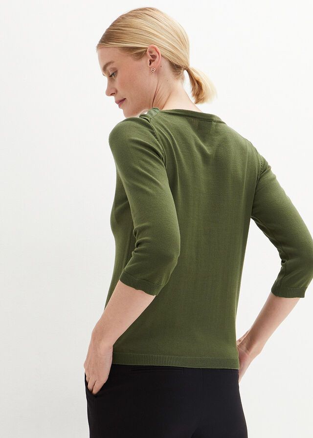 B.P.C sweter khaki z wycięciem 52/54.