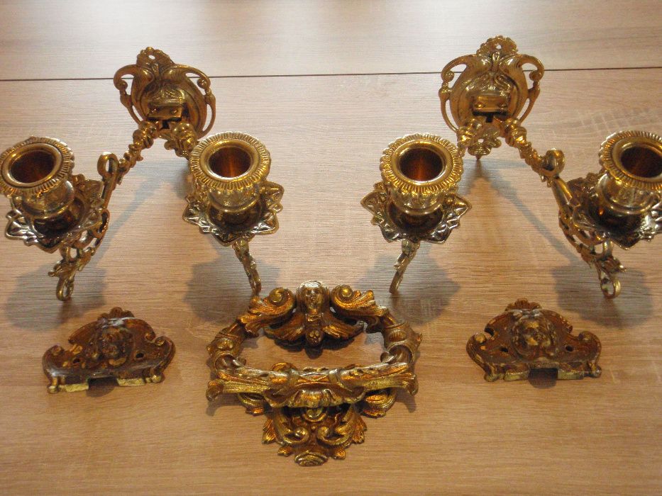 świeczniki antyk + kołatka - pozłacane