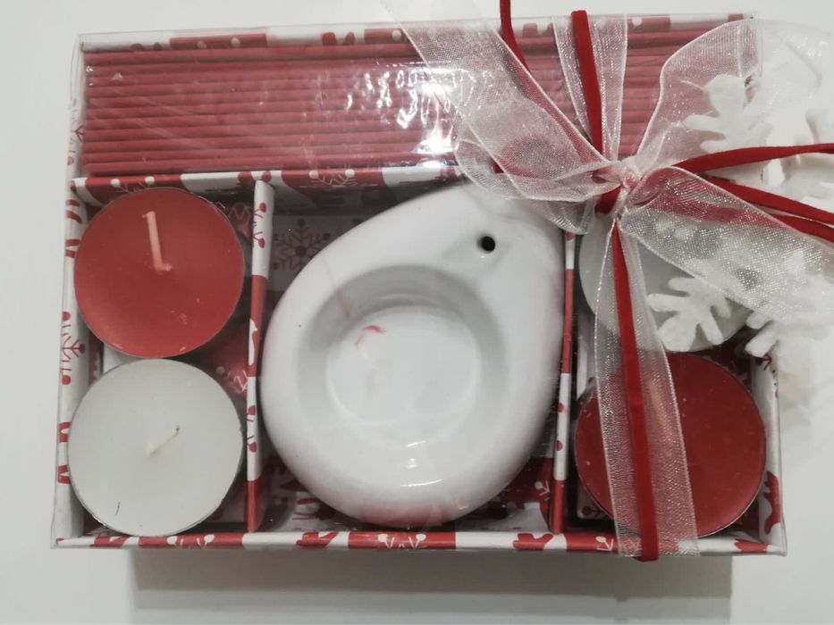 Świecznik stroik świąteczny bożonarodzeniowy zimowy świeczka tealight