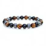 Pulseira Tripla Proteção Olho de tigre Onix e Hematite