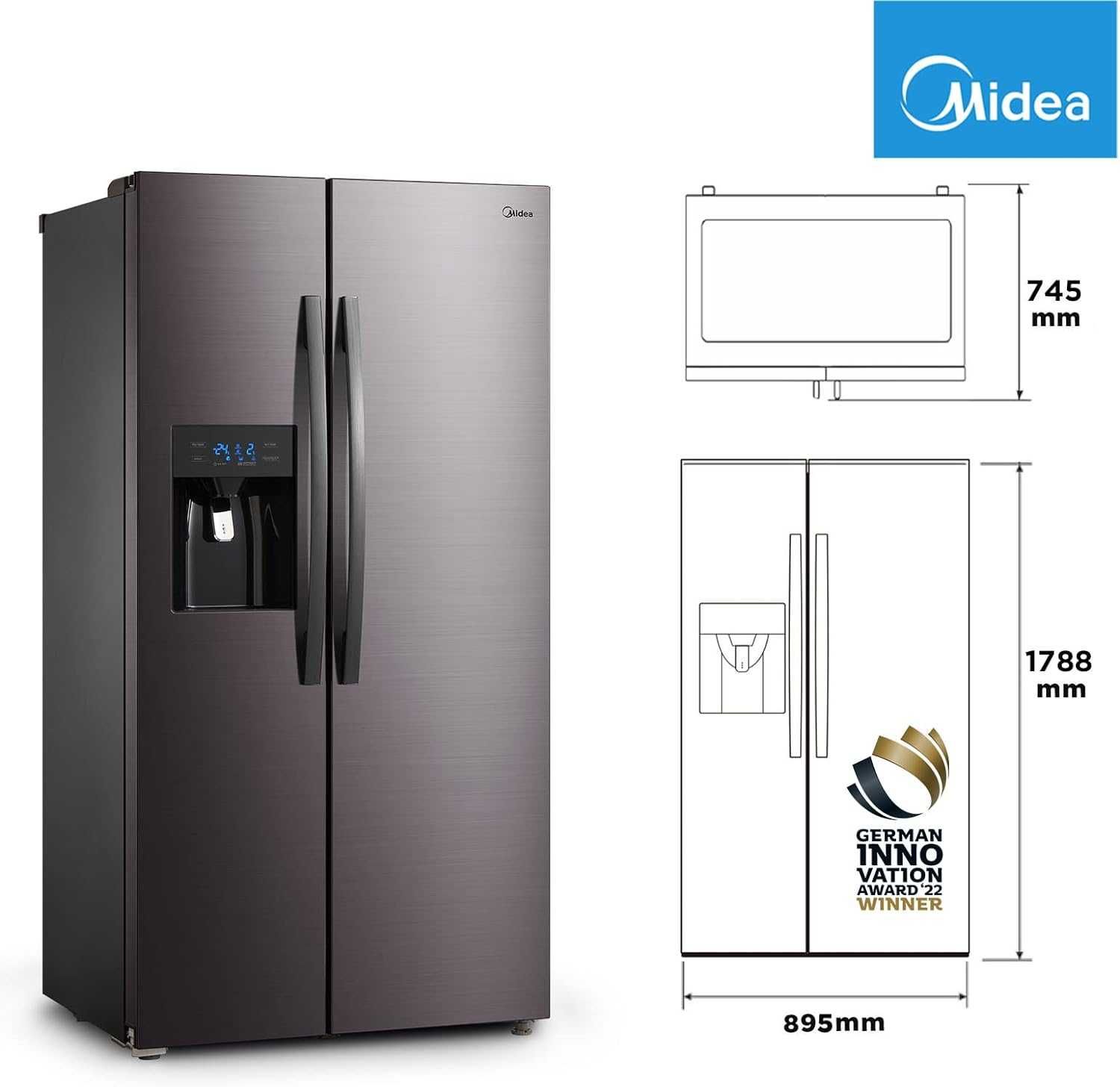 Lodówka Midea KS-DDX 6,32 WT Side By Side Dwudrzwiowa 520L Outlet AGD