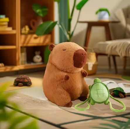 Piękny Prezent Kapibara z Plecakiem Żółwiem  Miś Pluszak