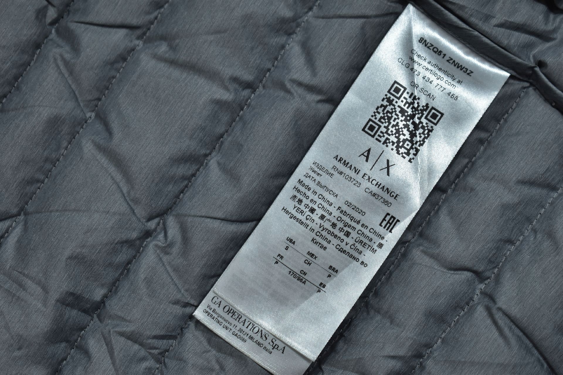 Armani Exchange Czarna Pikowana Kamizelka Puchowa Męska S