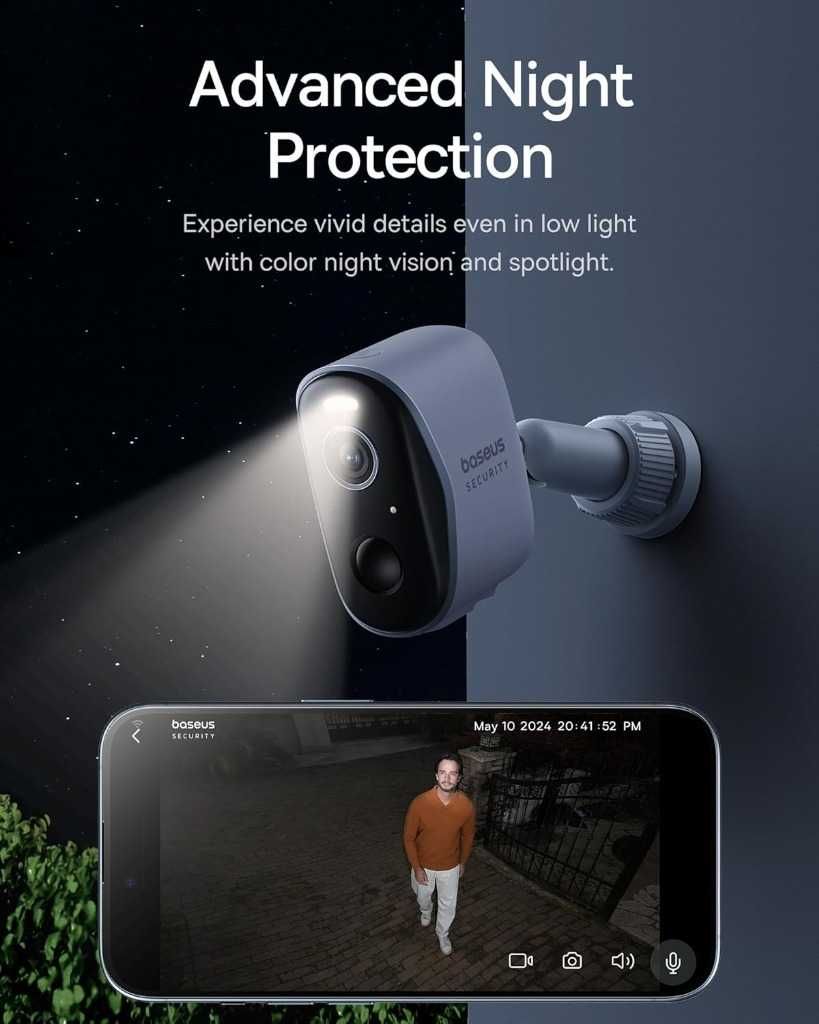 Zestaw do monitoringu 2 kamery Baseus N1 2K IP67 + Stacja bazowa