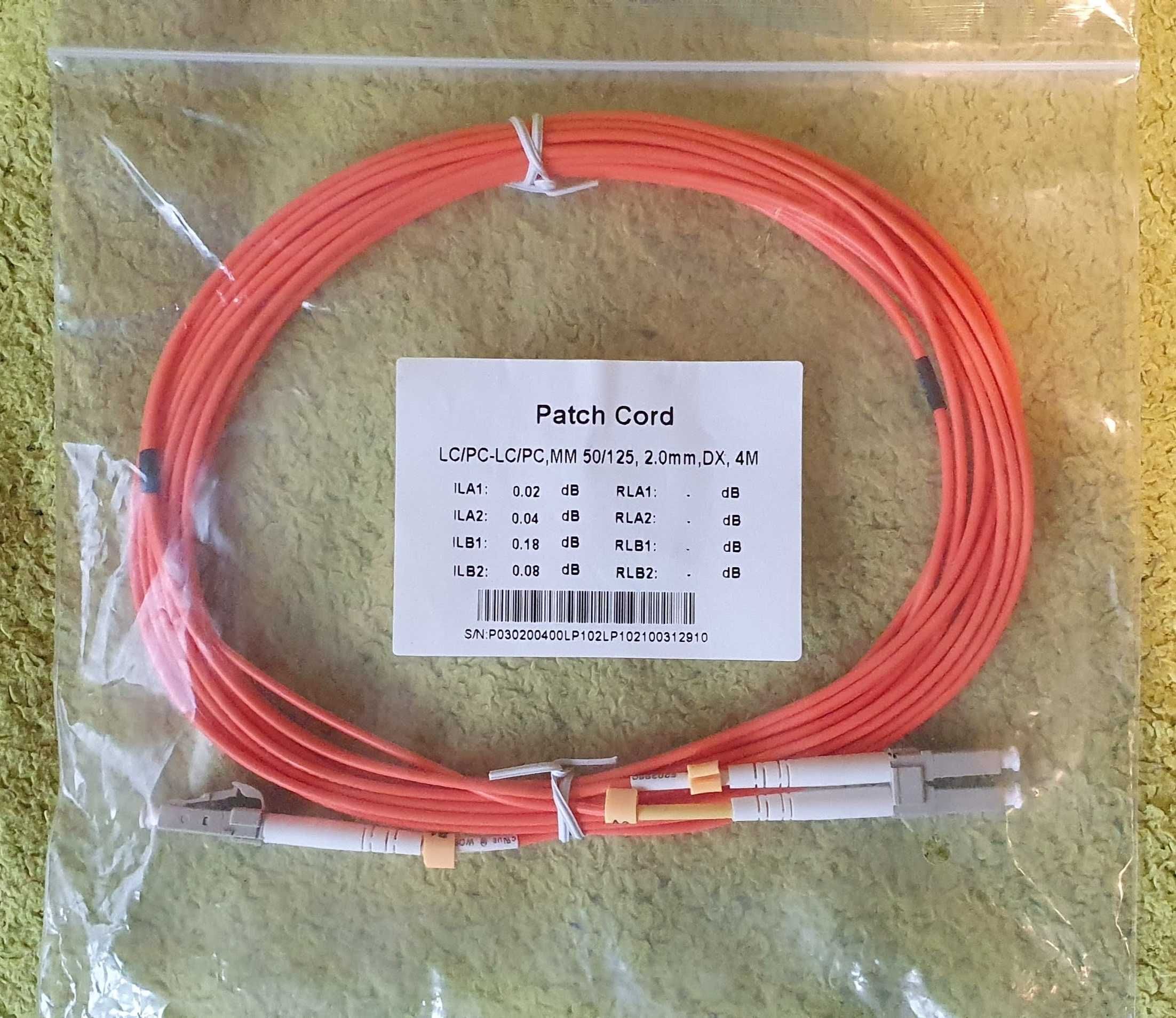 Patchcord światłowodowy FO MM LC-LC duplex 50/125 OM2 (4m) Nowy
