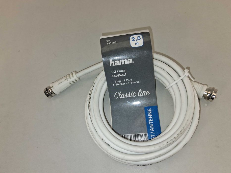 N147 Kabel Antenowy SAT Hama 2,5 m Classic Line Wtyk F - Wtyk F Antena