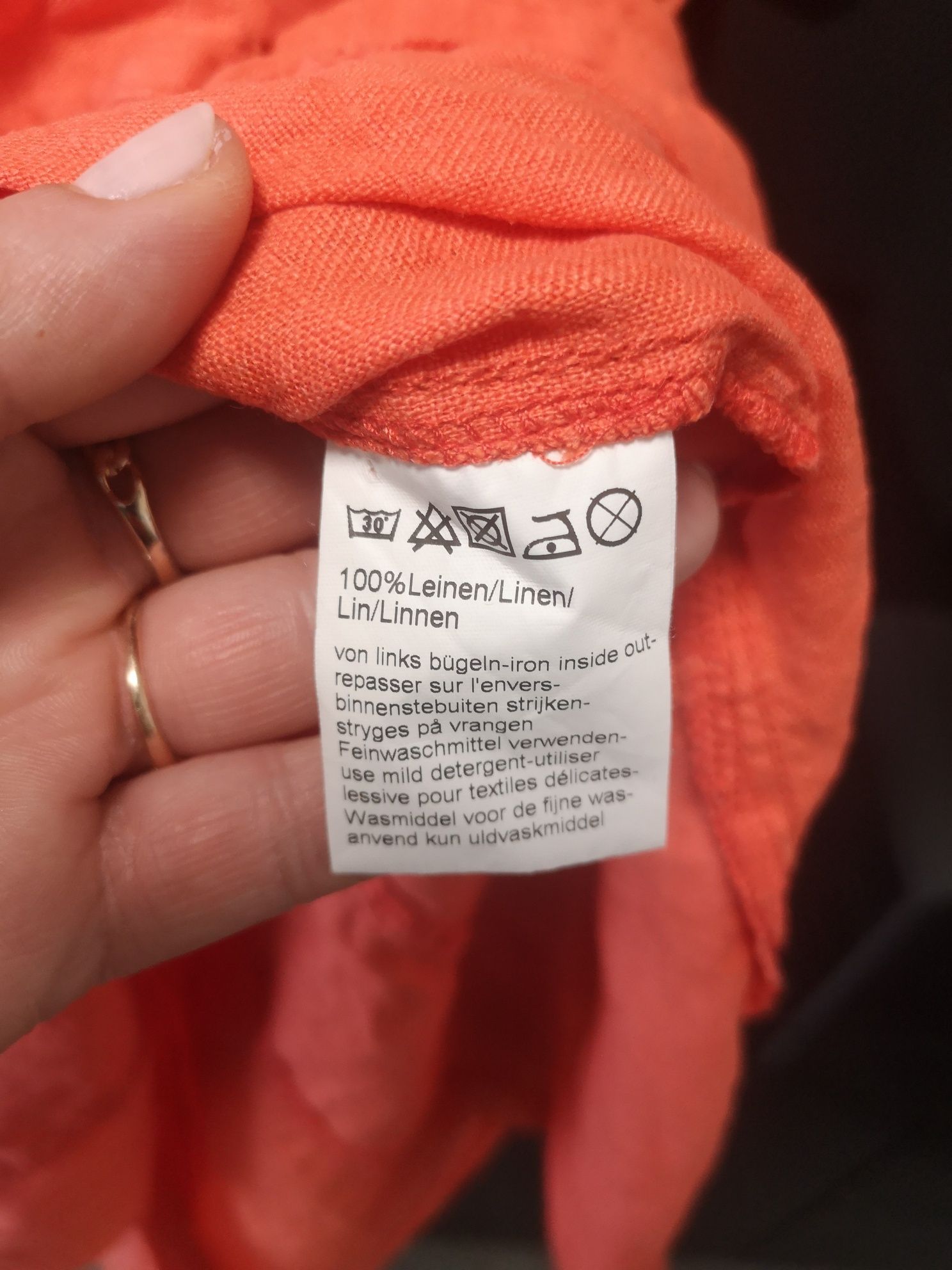 Piękna pomarańczowa sukienka koszulowa marki Bonita 46 100% len