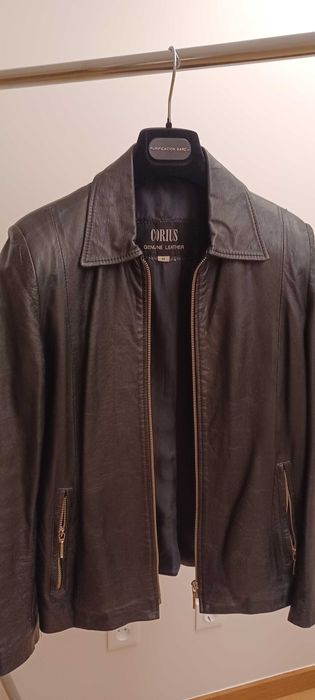 Casaco de couro genuíno Preto