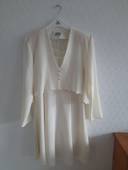 Sukienka wieczorowa z bolerkiem Kasia, wizytowa, L, kremowa