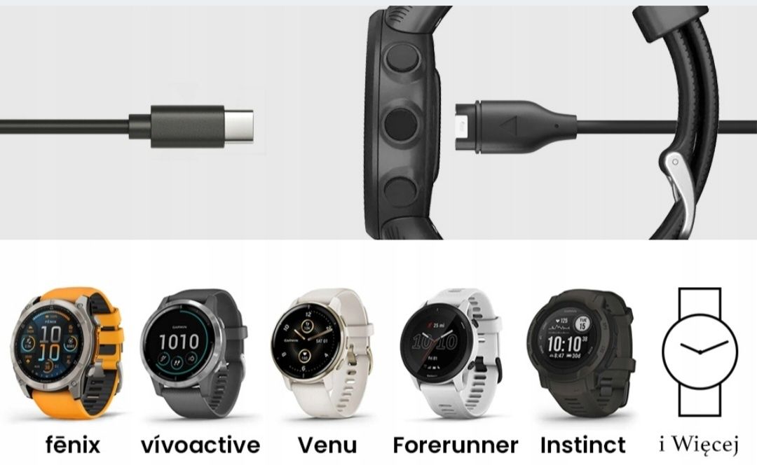 Przewód USB-C Do GARMIN FENIX Kabel Ładowarka 1 Metr TYP C USBC