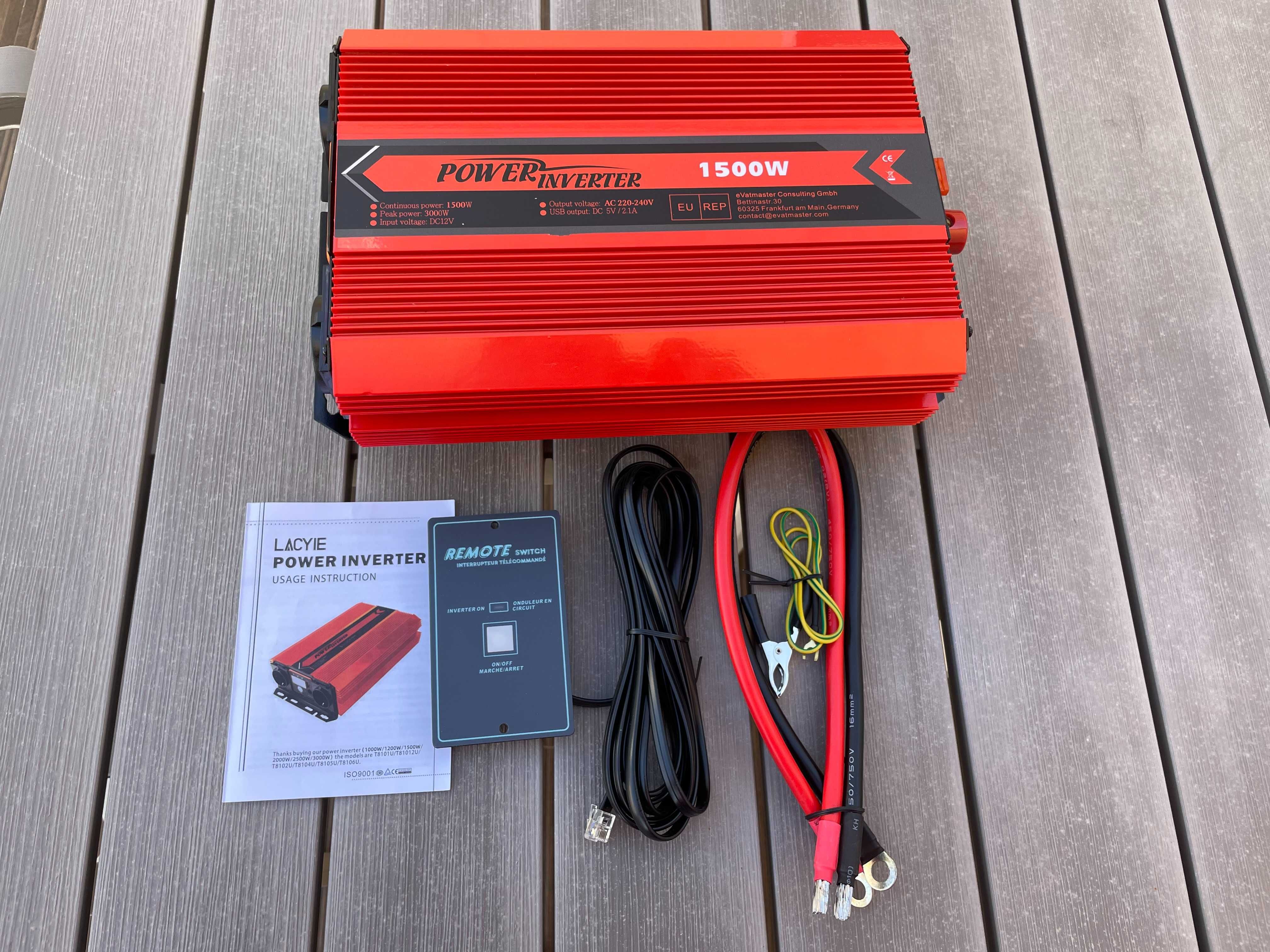 Novo - Conversor de voltagem 1500 W Carro e Autocaravana