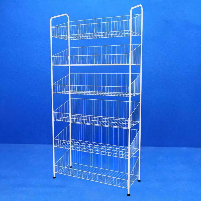 Торгові сітчасті стелажі 60 см і 90 см в білому і чорному кольорі