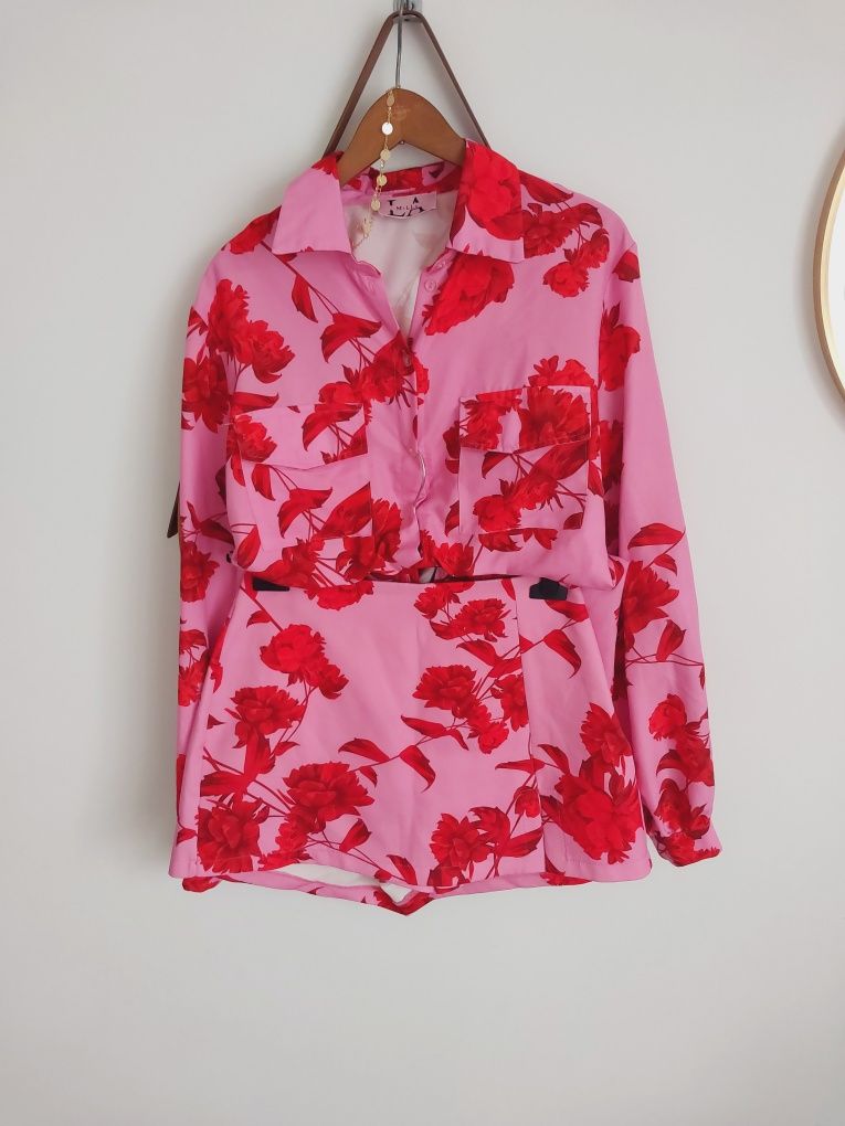 Set zestaw la milla szorty koszula oversize 38M