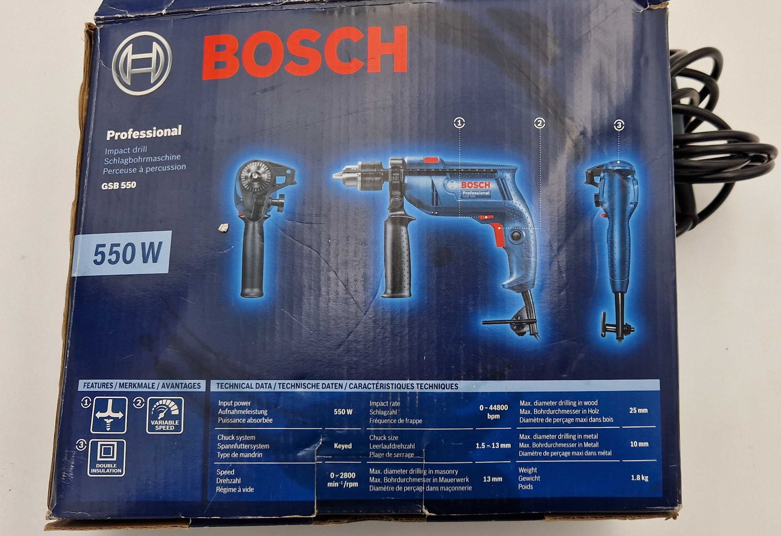 Wiertarka Udarowa Bosch GSB 550. 550W Uchwyt Stan BDB \Fajne OKAZJE