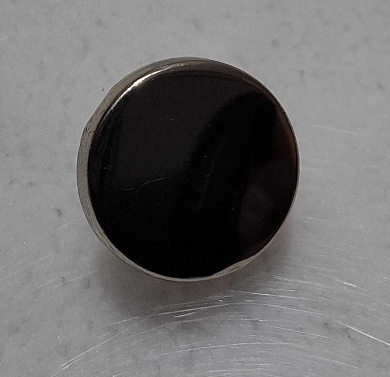 Guzik na stopce, okrągły, gładki, kolor srebrny, 10x6mm