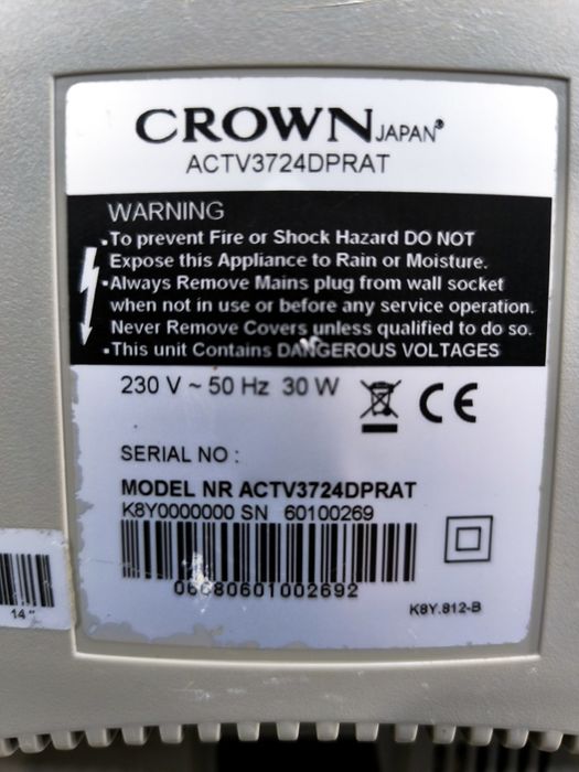 Televisão CRT da marca Crown Japan