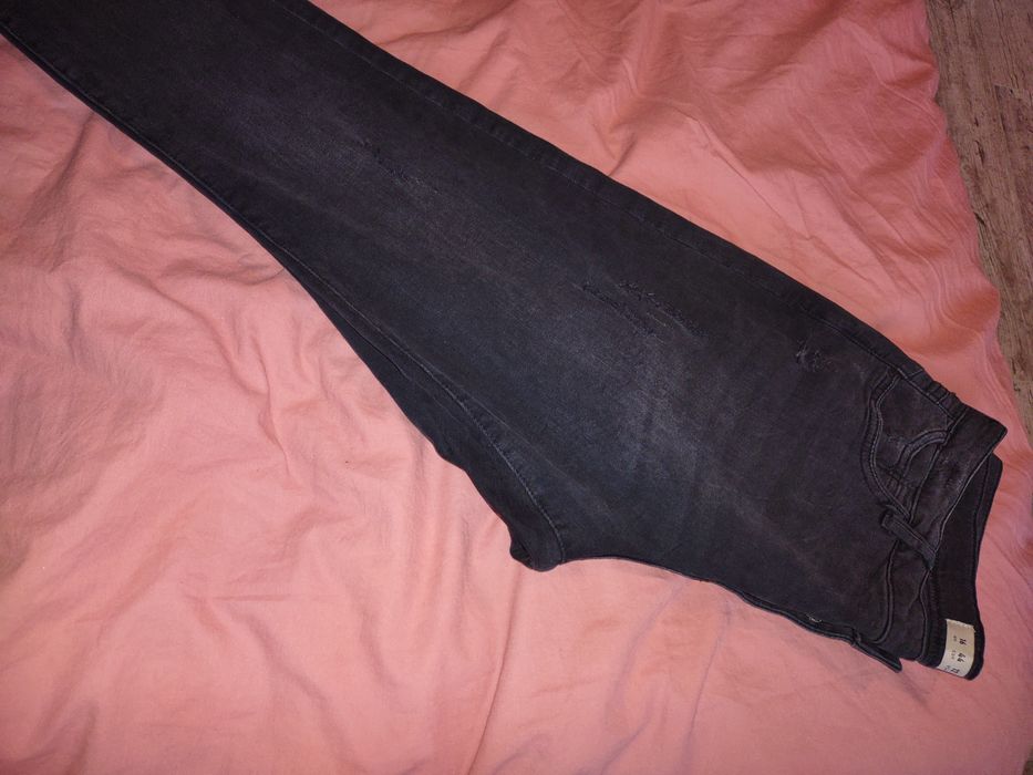 Jeansy Denim Co 16/44 czarne, wysoki stan, szarpane