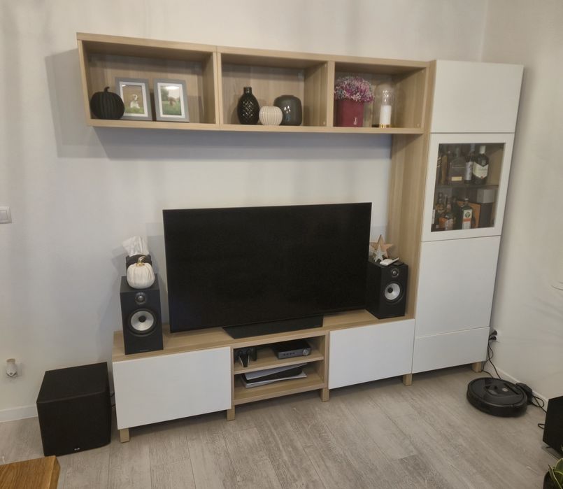 Stylowy zestaw mebli IKEA BESTÅ (biały + dąb) - stan bardzo dobry