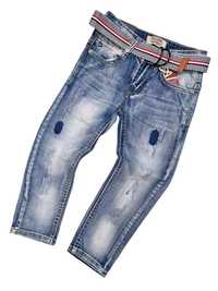 WYPRZEDAŻ Spodnie jeansowe dla chłopca z paskiem 9-10 lat