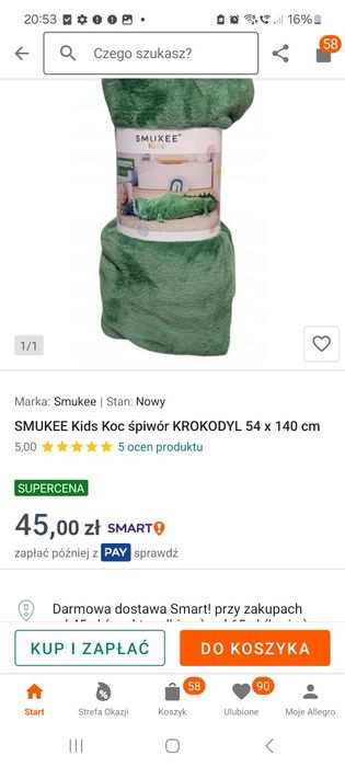 Śpiwór krokodyl Smukee