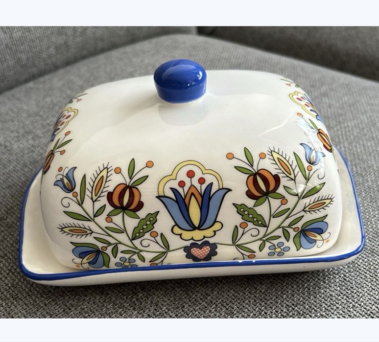 Ceramiczna maselniczka - ceramika, wzór Kaszubski - produkt Polski
