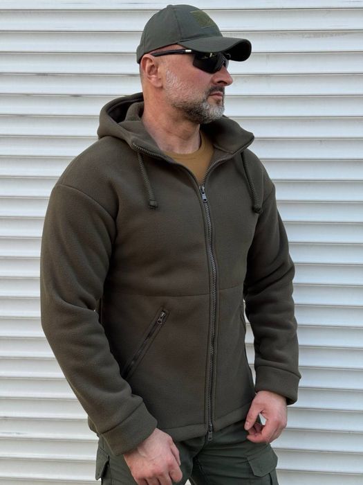 Кофта флісова тактична з капюшоном Грізлі Койот/Олива