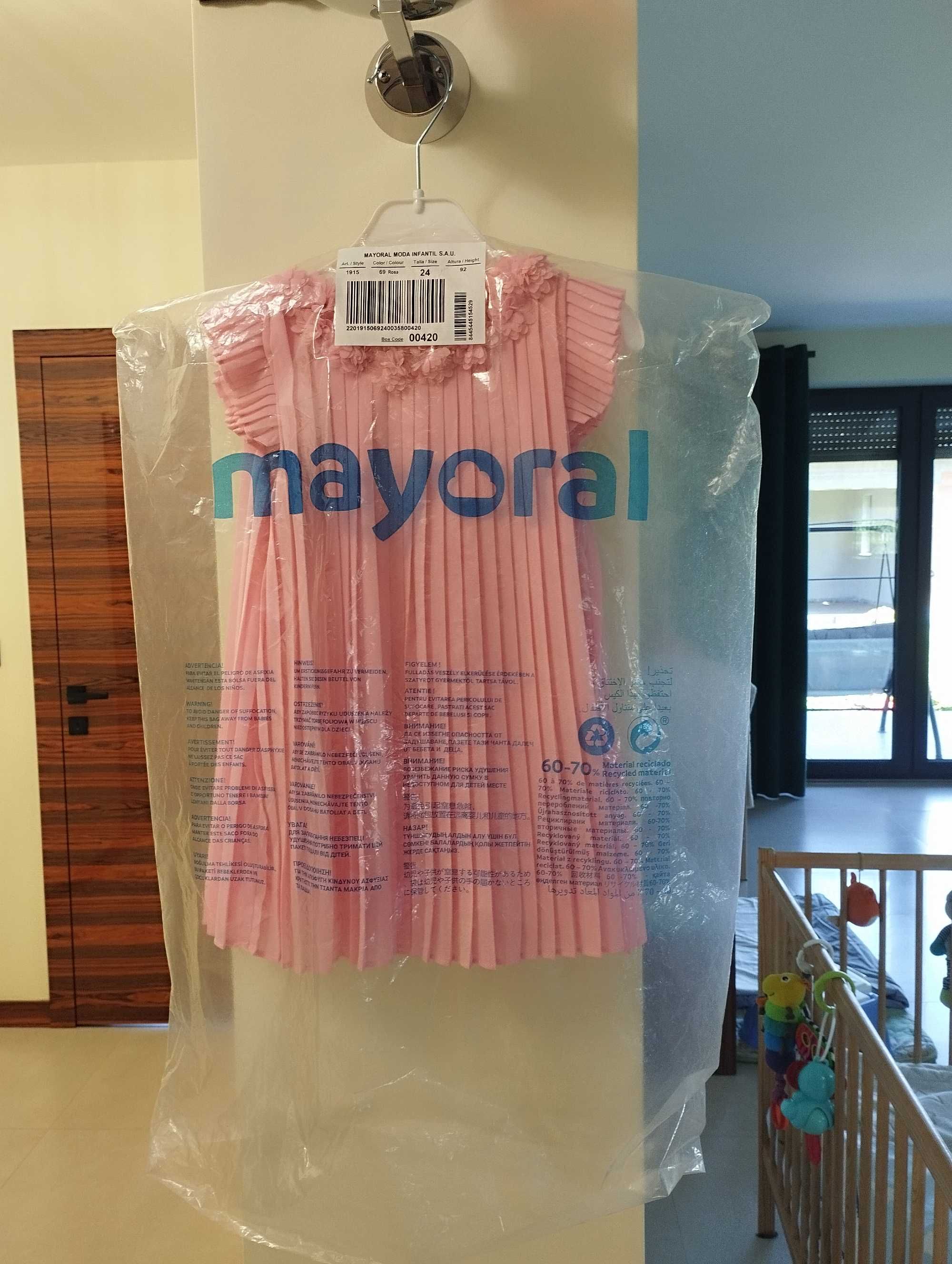 Sukienka Mayoral letnia różowa r. 92 wizytowa