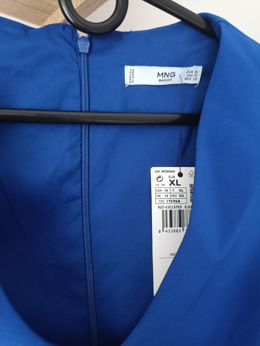 Mango rozmiar L/XL chabrowa sukienka bez rękawów na wesele