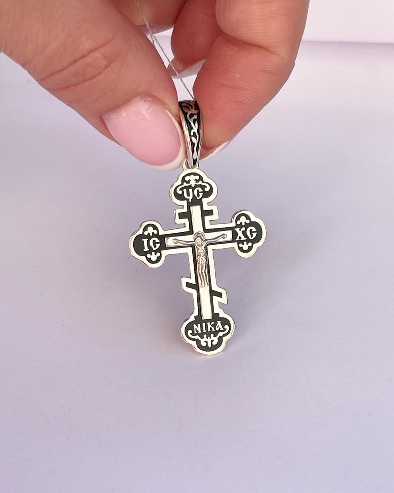 Серебряный крест с эмалью, срібний хрест