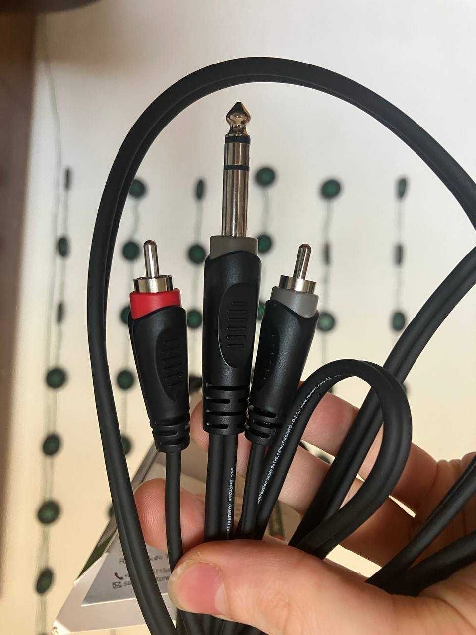 Кабель Jack 6,3 Stereo — 2x RCA 3м