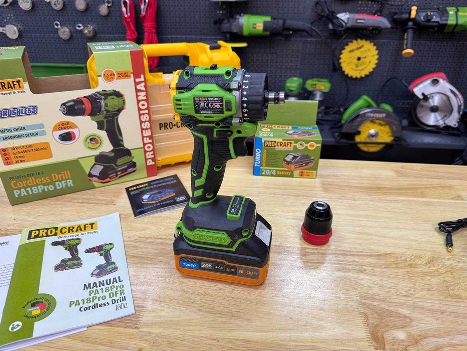 Вигідний Набір Шуруповерт Procraft (знімний патрон) + Акб TURBO 4.0 Ah