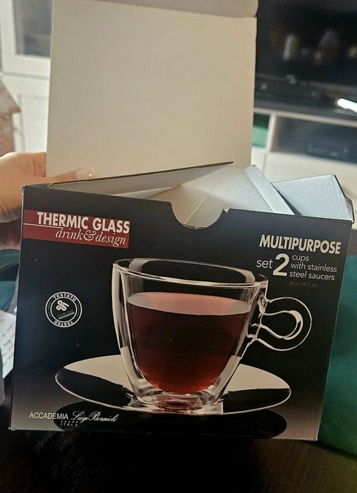 Filiżanki termiczne do cappuccino 2 szt + podstawki