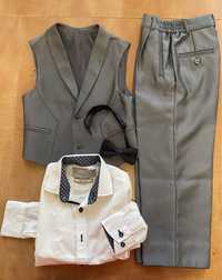 Костюм на выпускной 116-122 рубашка, брюки, жилетка, бабочка