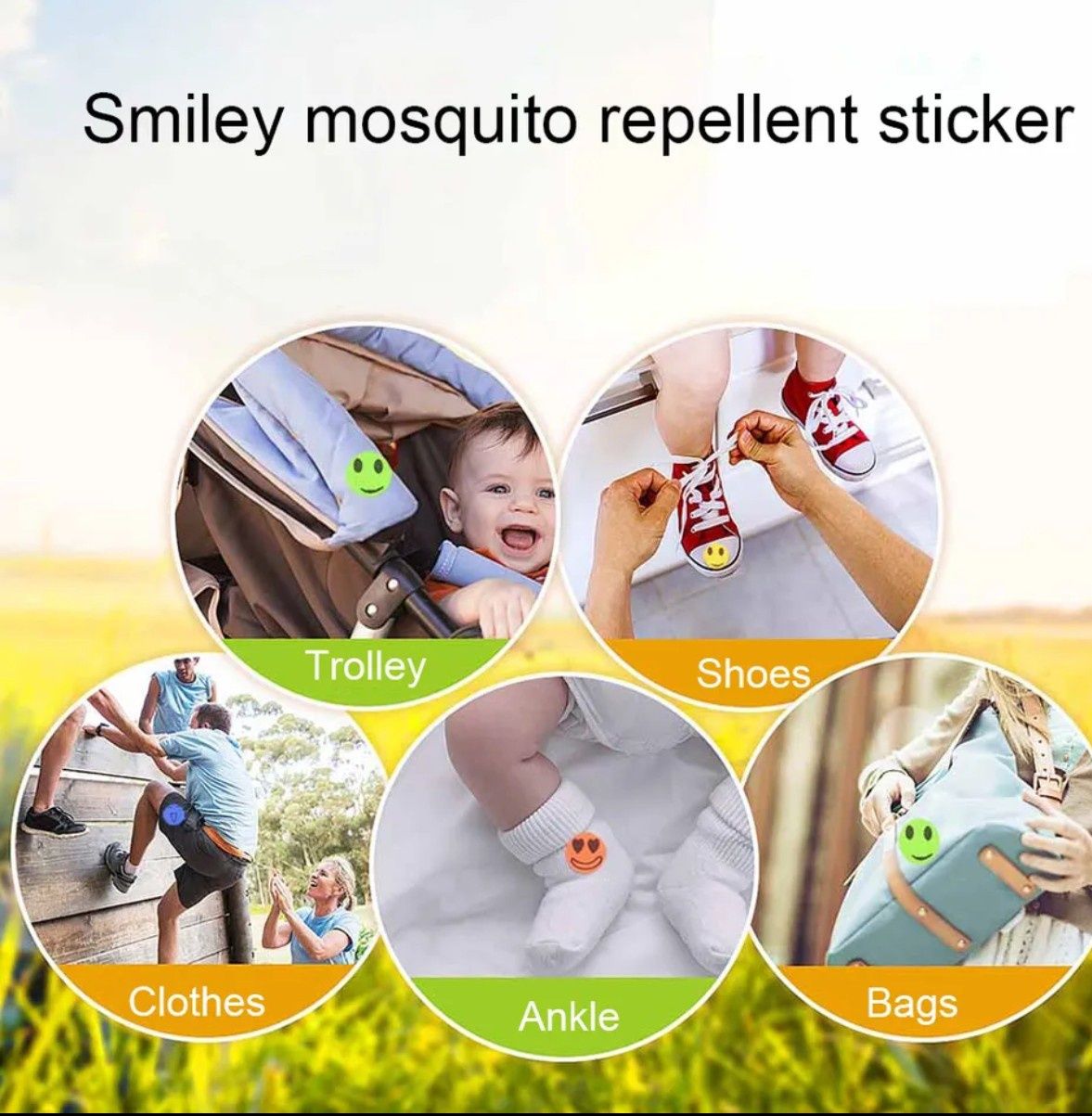 24 × Naklejka Emotikon odstraszajaca komary
