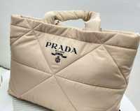 Prada nylon torebka shopper duża beżową pikowana