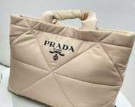 Prada nylon torebka shopper duża beżową pikowana