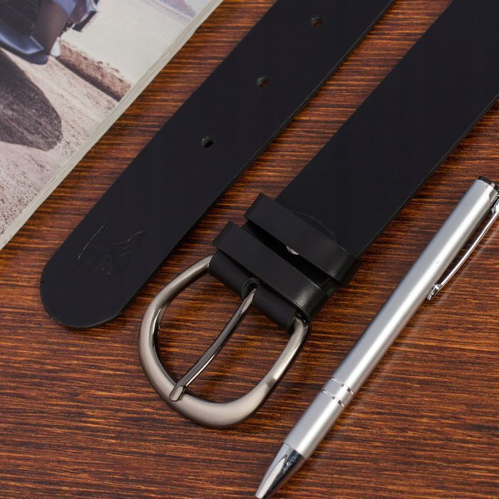 Skórzany pasek damski do spodni sukienki czarna skóra naturalna 4 cm