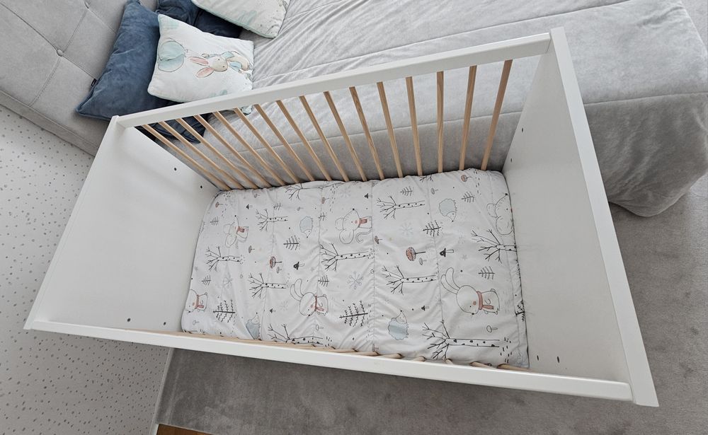 Cama / berço 3 em 1, 120x60 cm Zy Baby+ colchao ortopedico + edredão