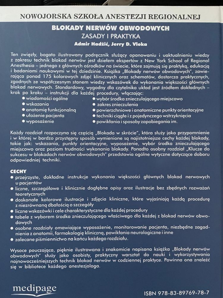 Ksiazka Blokady nerwow obwodowych zasasy i praktyka Admir Hadziz