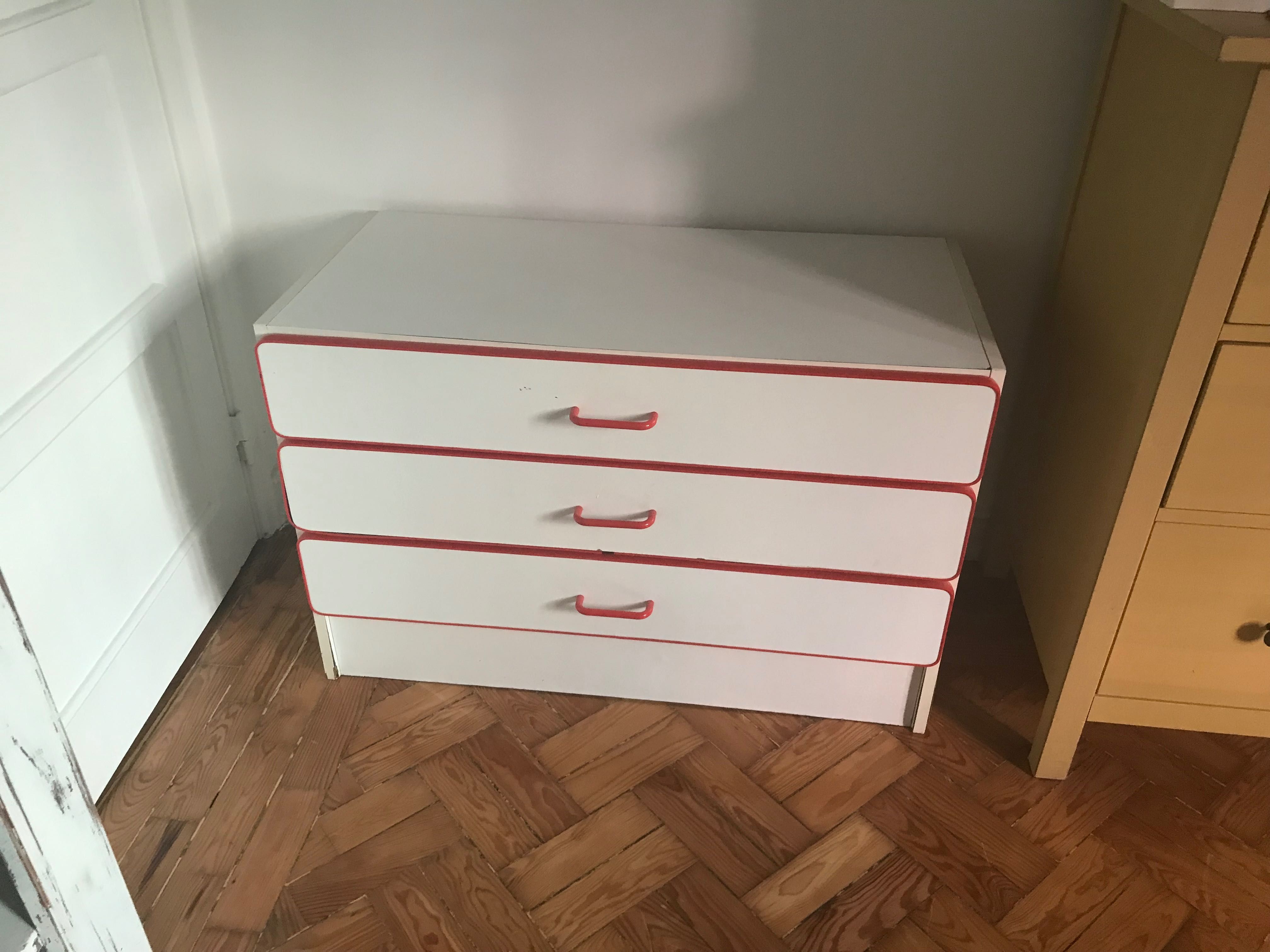 comoda branca 3 gavetas 55x88x43.5 cm