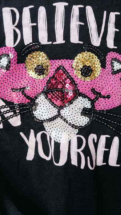 Czarna bluzka t-shirt Pink Panther