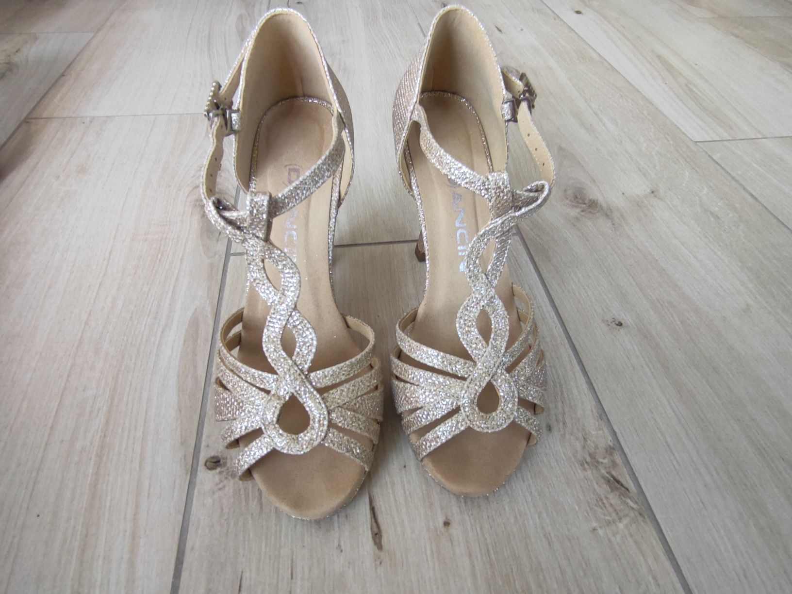 Dancin buty do tańca, szpilki, sandały złote, rozm.37