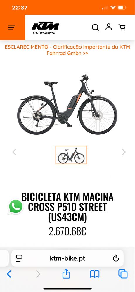 Bicicleta k t m nova