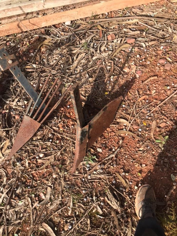 1 charrua, 1 arranca batatas e 1 abre regos